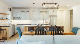 Kitchen-Dining Room, New Hampshire, "Modern Cottage," Custom home design and construction by Don Madore. New England home builders.